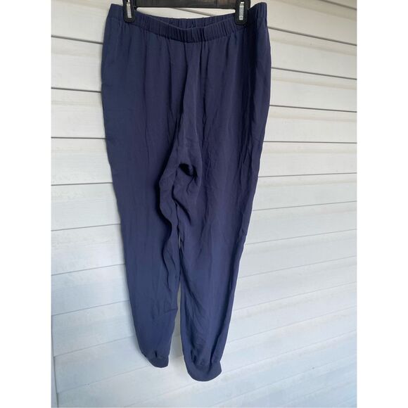 Theory Navy Blue Silk Jogger Style Pants Size Large - Picture 4 of 11